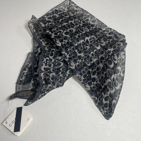 BNWT  Coach silk/nylon blend black/silver scarf PRICE FIRM - Picture 5 of 9